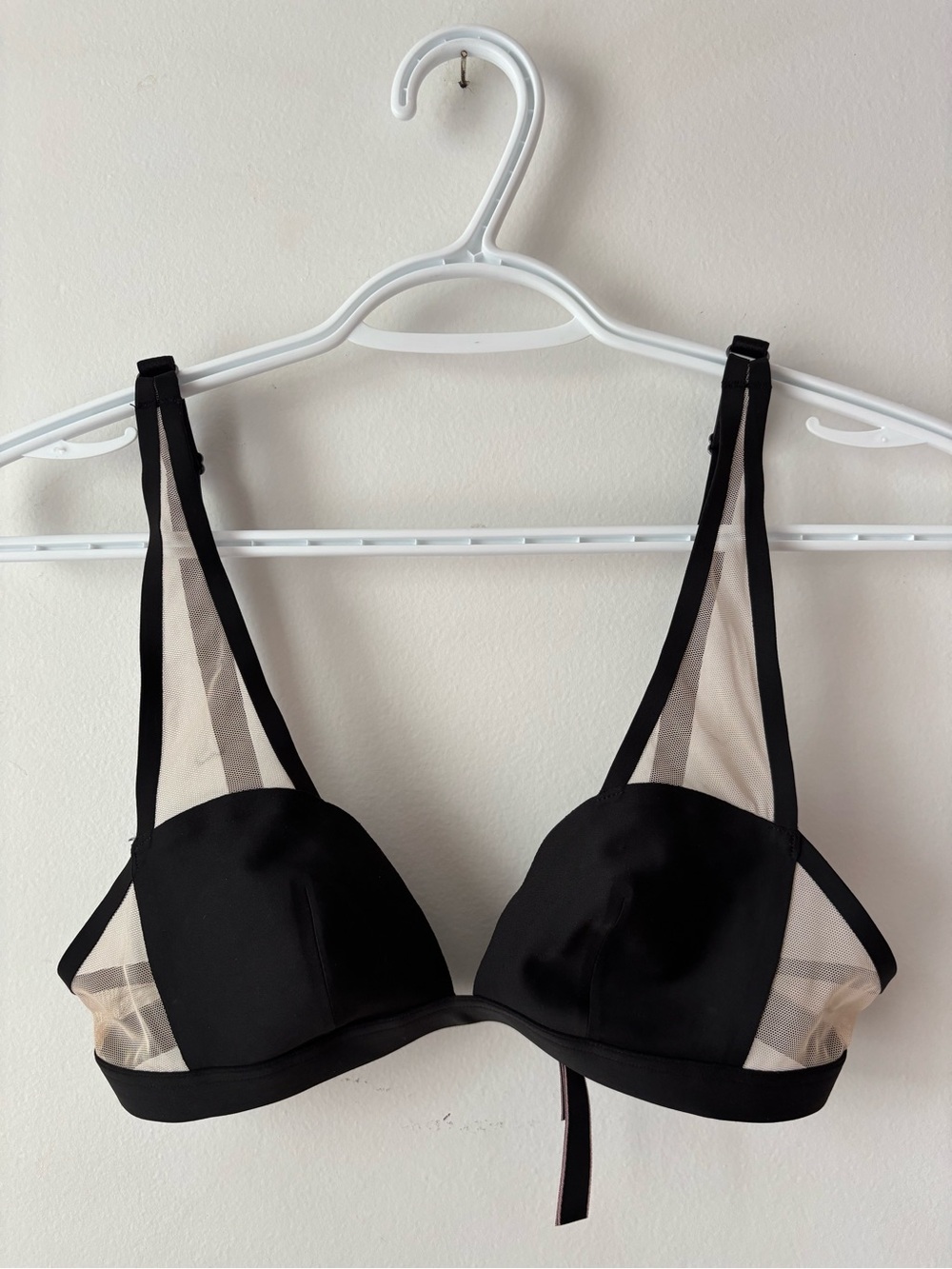 Black Unlined Mesh Plunge Bralette set